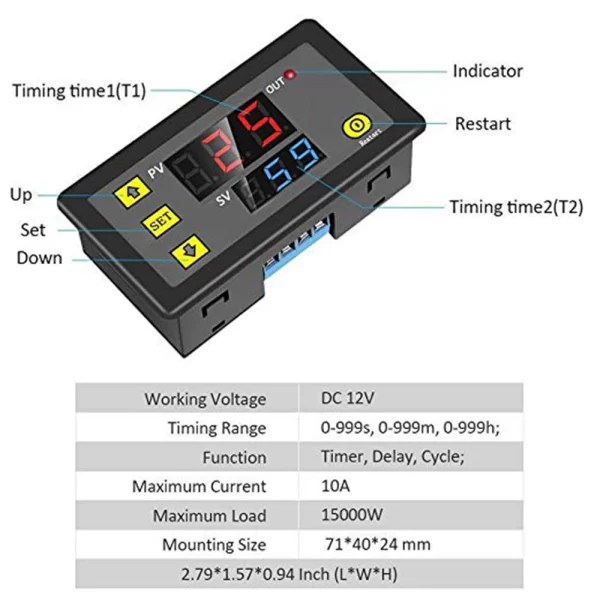 Timer Relay Digital Seg, Min Y Hrs Alimentación 110/220 Ca o 12 V